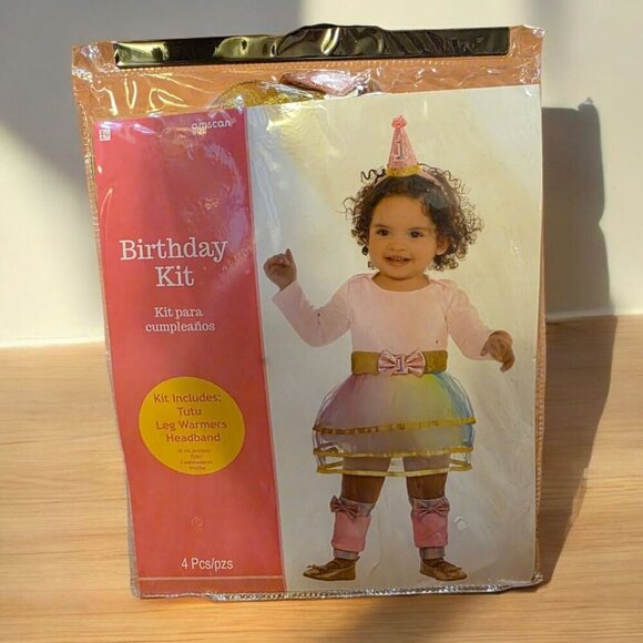 First Birthday Girl Kit Outfit Tutu Leg Warmers Headband (4 pcs) Pink Gold NEW - Picture 1 of 4